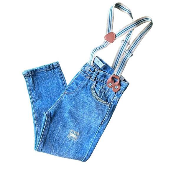 Zara |  Denim Suspender Pants - Picture 1 of 4